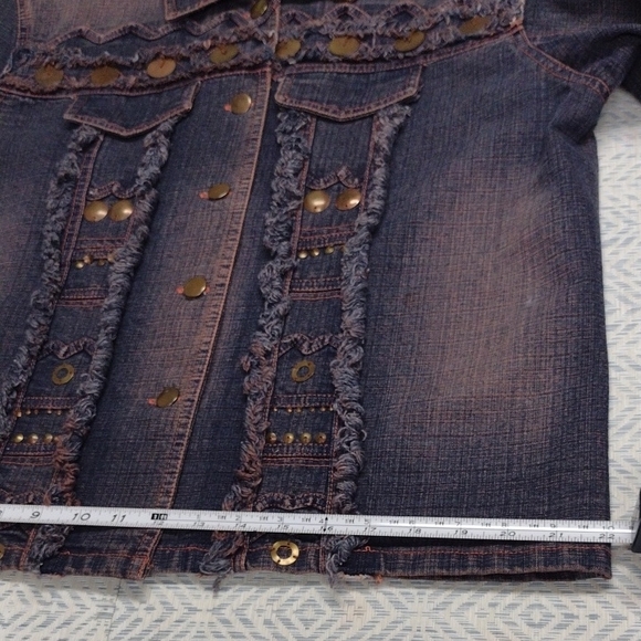 Multiples Dark Blue Jean Jacket with Button Details - Picture 12 of 14